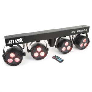 Max led par-bar-set 4 cestní kit 3x 4-v-1 led rgbw včetně t-baru a stojanu