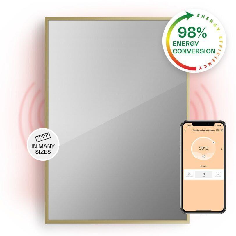 Klarstein La Palma 750 smart ohřívač 2 v 1 Infračervený konvektor 85x60cm 750W Zrcadlová přední strana